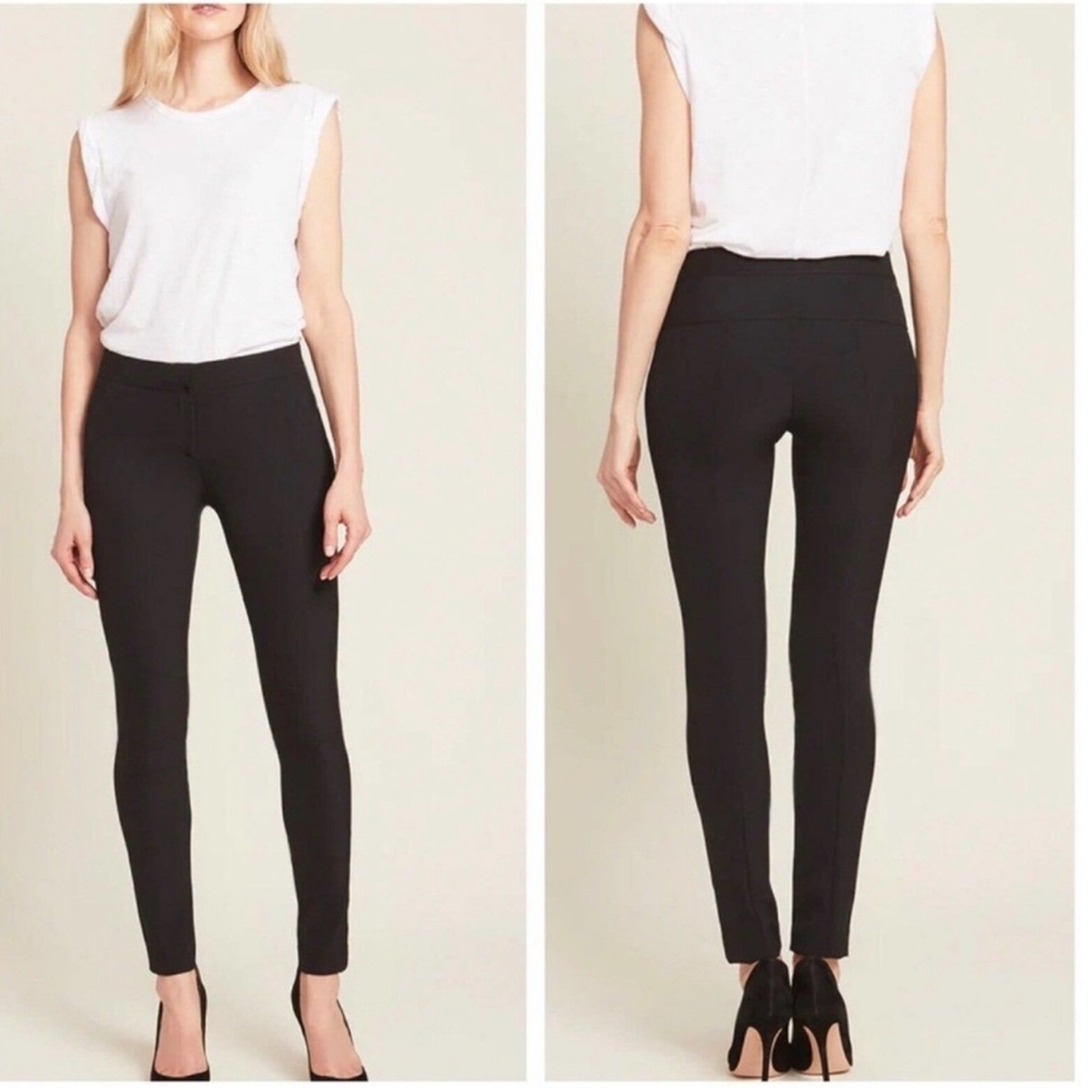 Veronica Beard Women Back Zip Diving Cotton Pants Black Nylon Stretch Ponte Sz 6